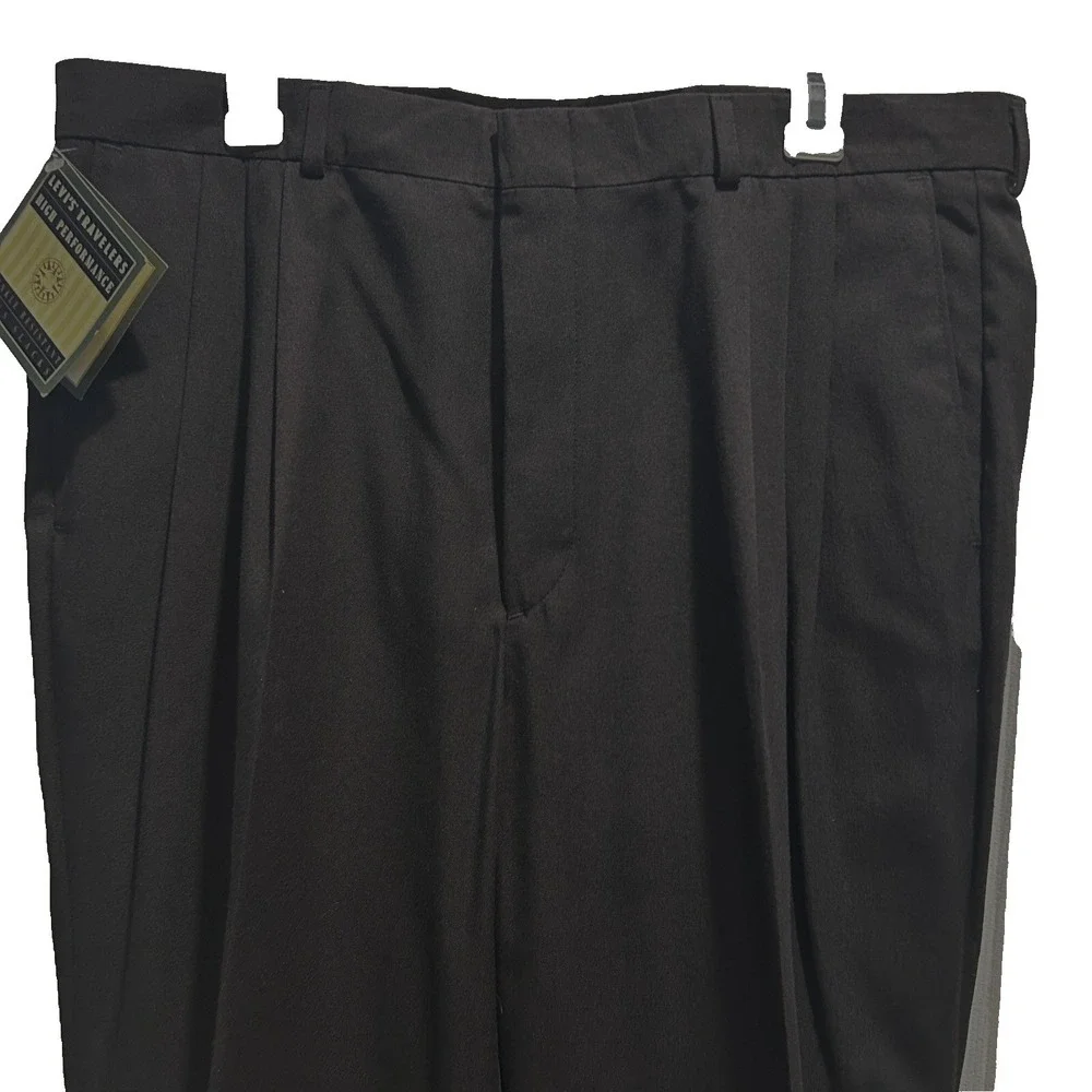 Levi's Travelers Dress Slacks 38x29 Mens Black Pleated Wrinkle Resistant NWT NEW